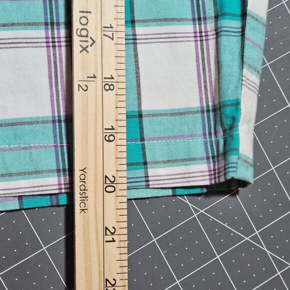 Roxy Womens Turquoise & White Plaid Bermuda Shorts Size 8 Cotton Blend - Picture 11 of 15